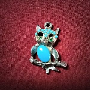 Vintage Owl Pendant with Turquoise